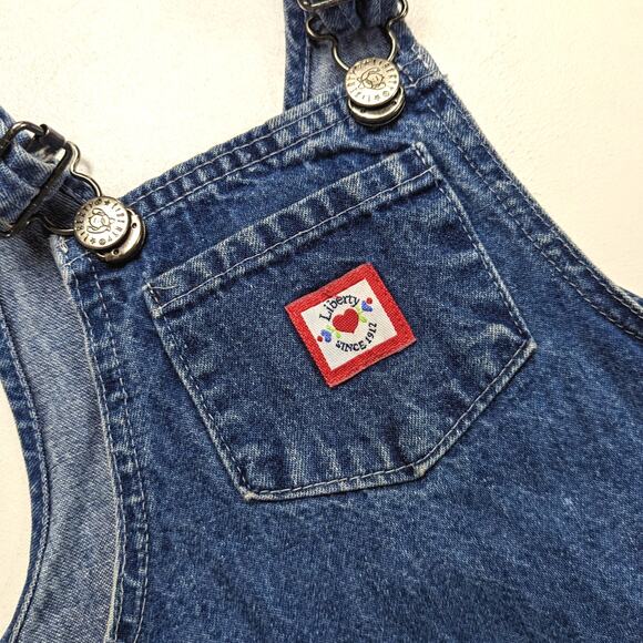 Vintage Liberty Dress Girls Size 24m Denim Overalls Skirtall - Picture 2 of 4